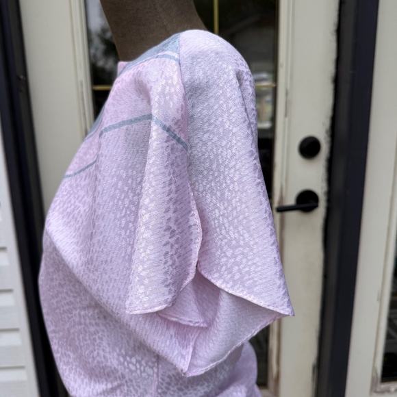 Chic Vintage 80s Satin Baby pink and Grey Midi Dress - Picture 10 of 10